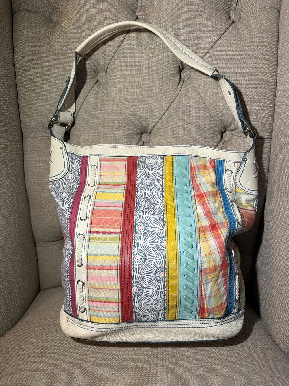 Fossil 75082 Multicolor Striped Hobo Bag